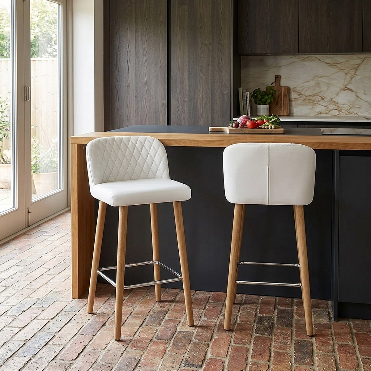 Sgabello Ecopelle Quercia - Pacific Bianco