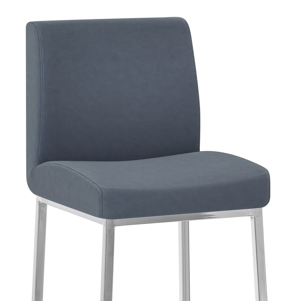 Sgabello Ecopelle Anticata Cromato - Pacino Blu