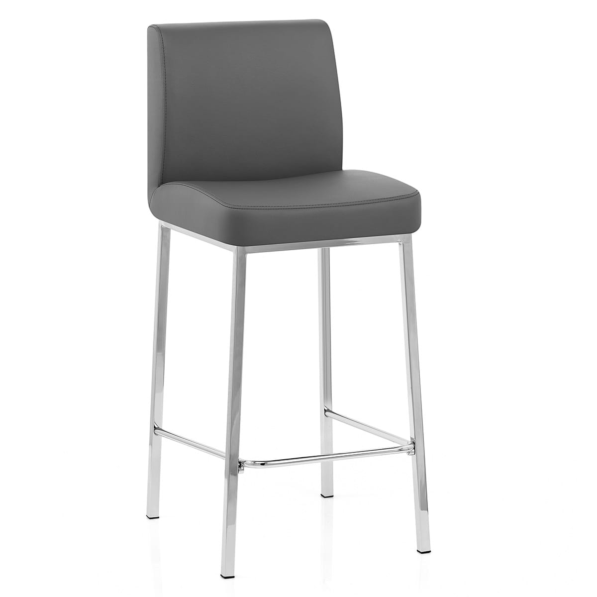 Sgabello Ecopelle Cromato - Pacino Grigio Scuro