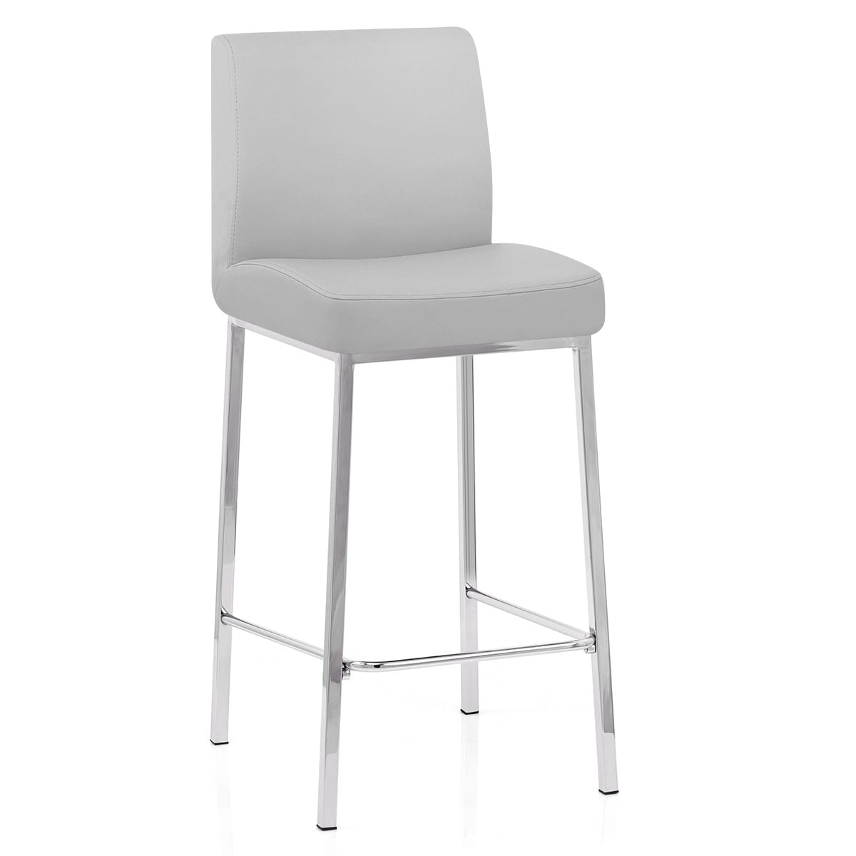 Sgabello Ecopelle Cromato - Pacino Grigio