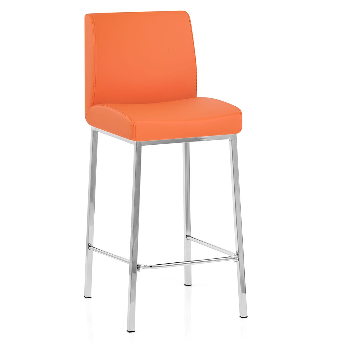 Sgabello Ecopelle Cromato - Pacino Arancione
