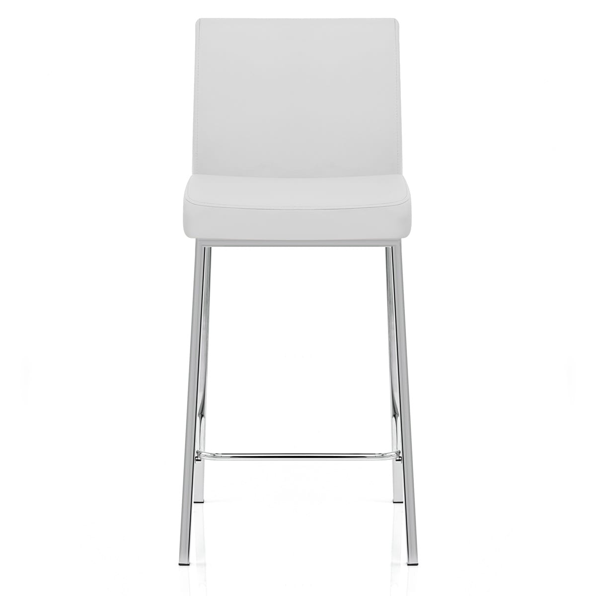 Sgabello Ecopelle Cromato - Pacino Bianco