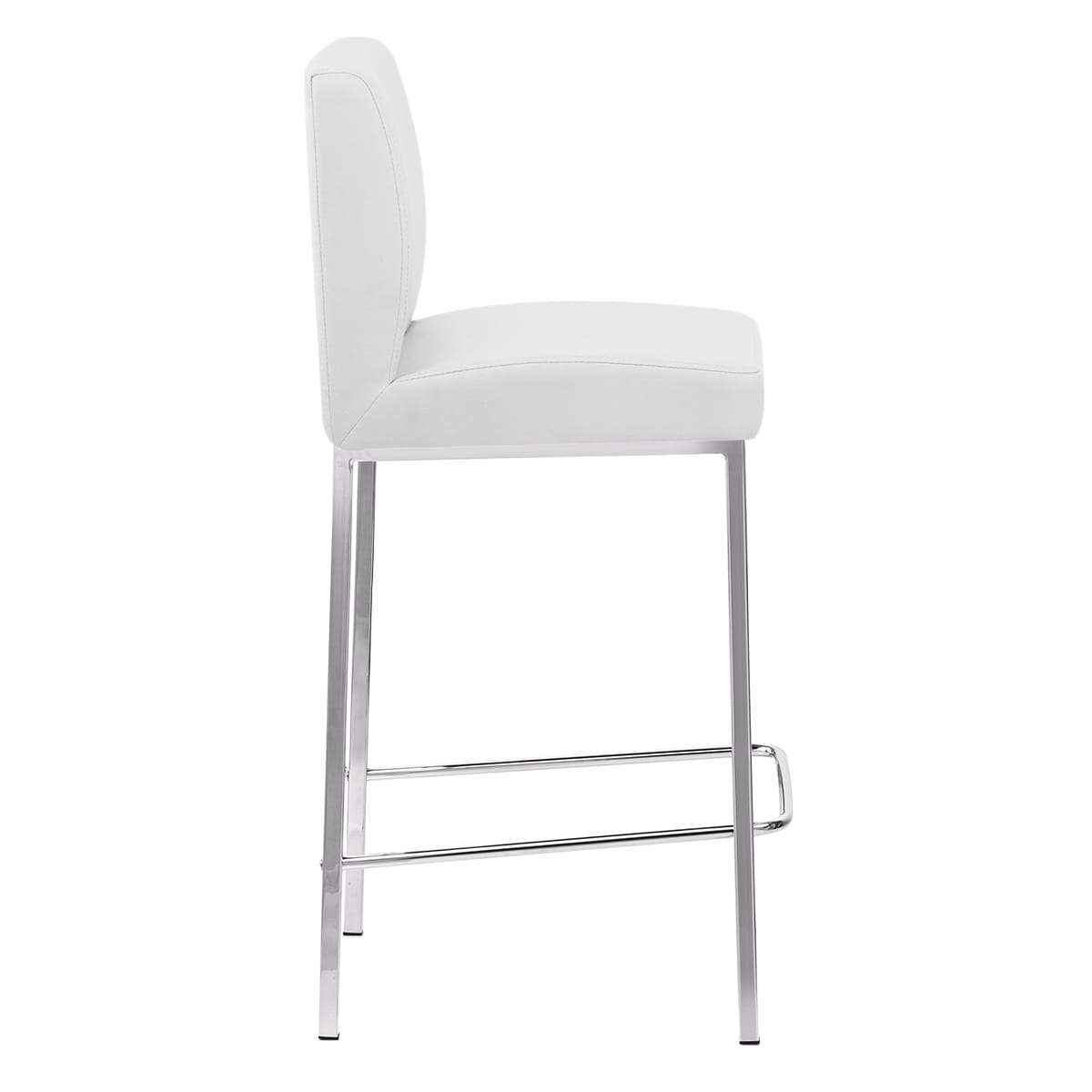 Sgabello Ecopelle Cromato - Pacino Bianco