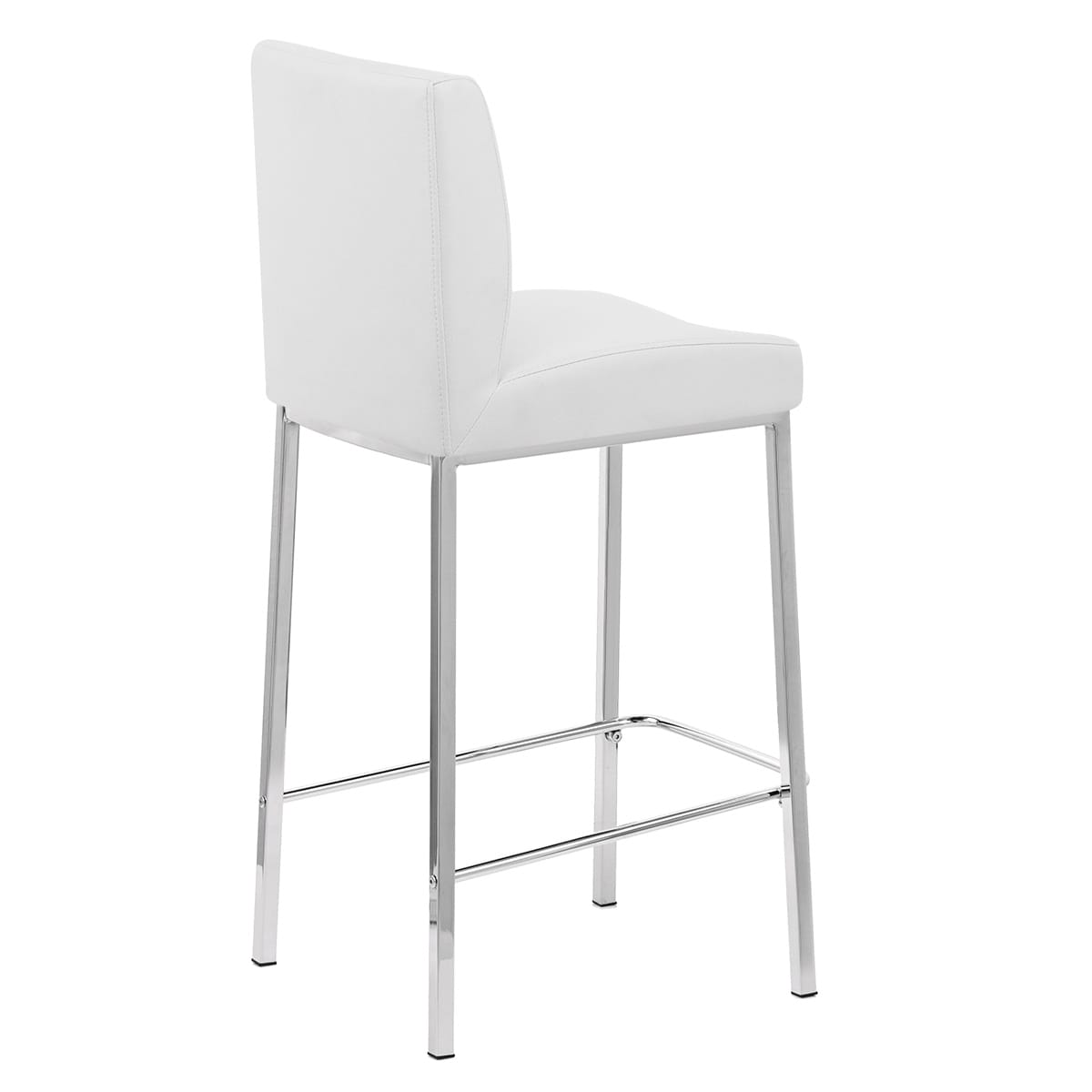 Sgabello Ecopelle Cromato - Pacino Bianco