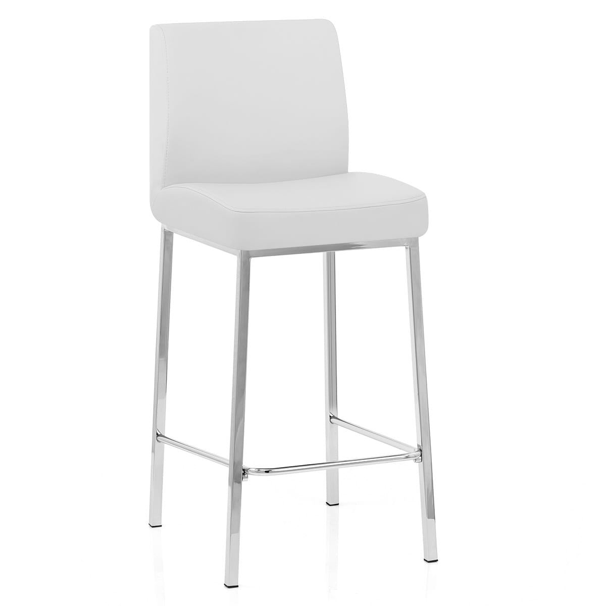 Sgabello Ecopelle Cromato - Pacino Bianco