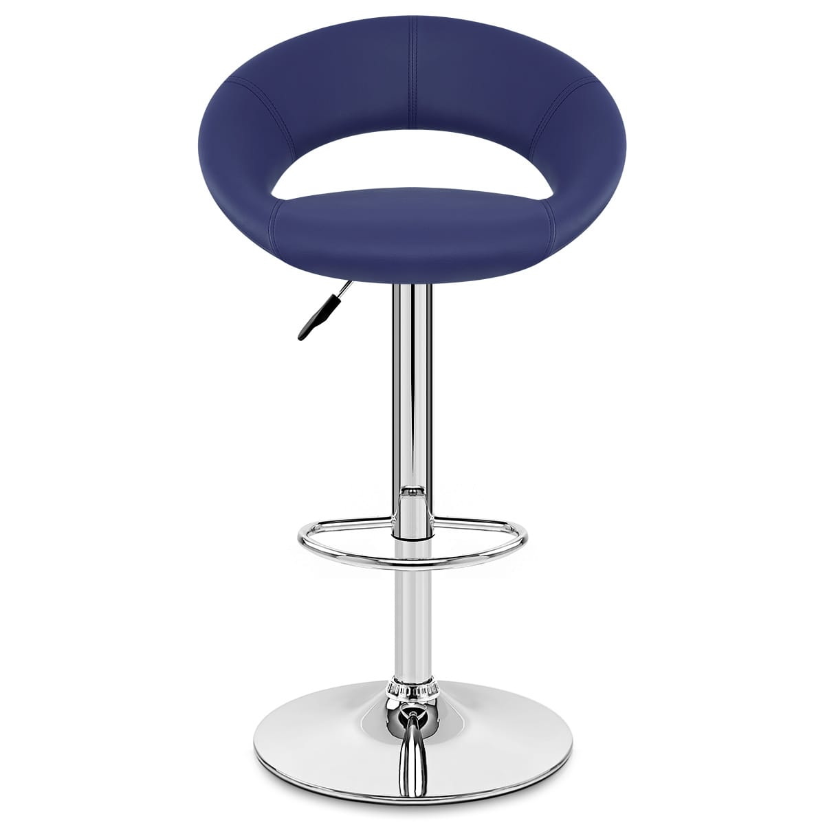 Sgabello Ecopelle Cromato - Crescent Imbottito Blu