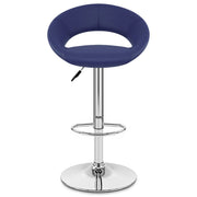 Sgabello Ecopelle Cromato - Crescent Imbottito Blu