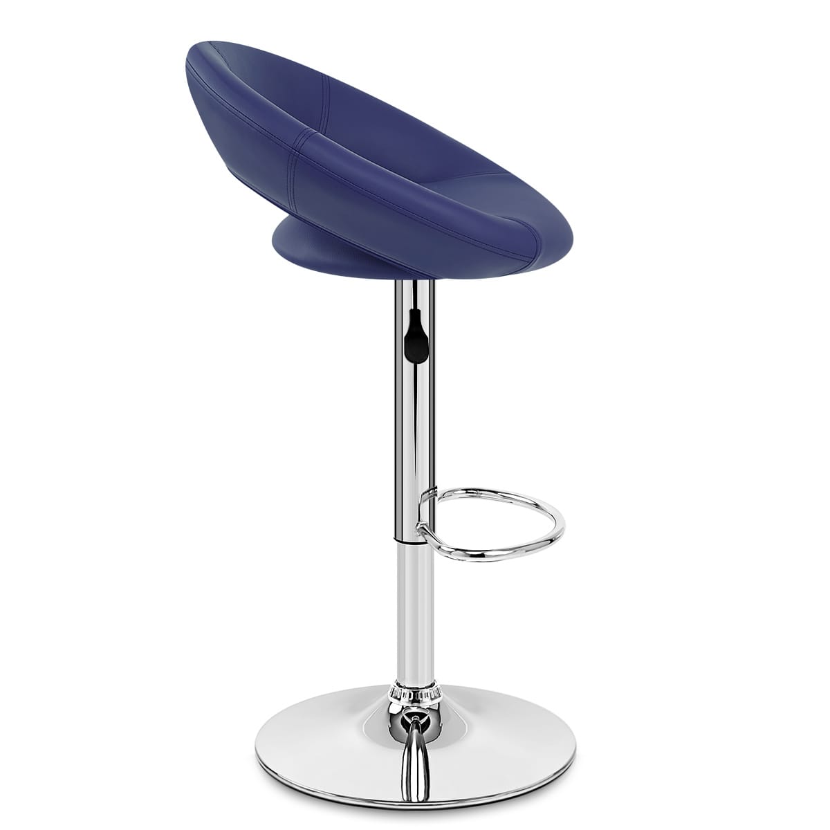 Sgabello Ecopelle Cromato - Crescent Imbottito Blu