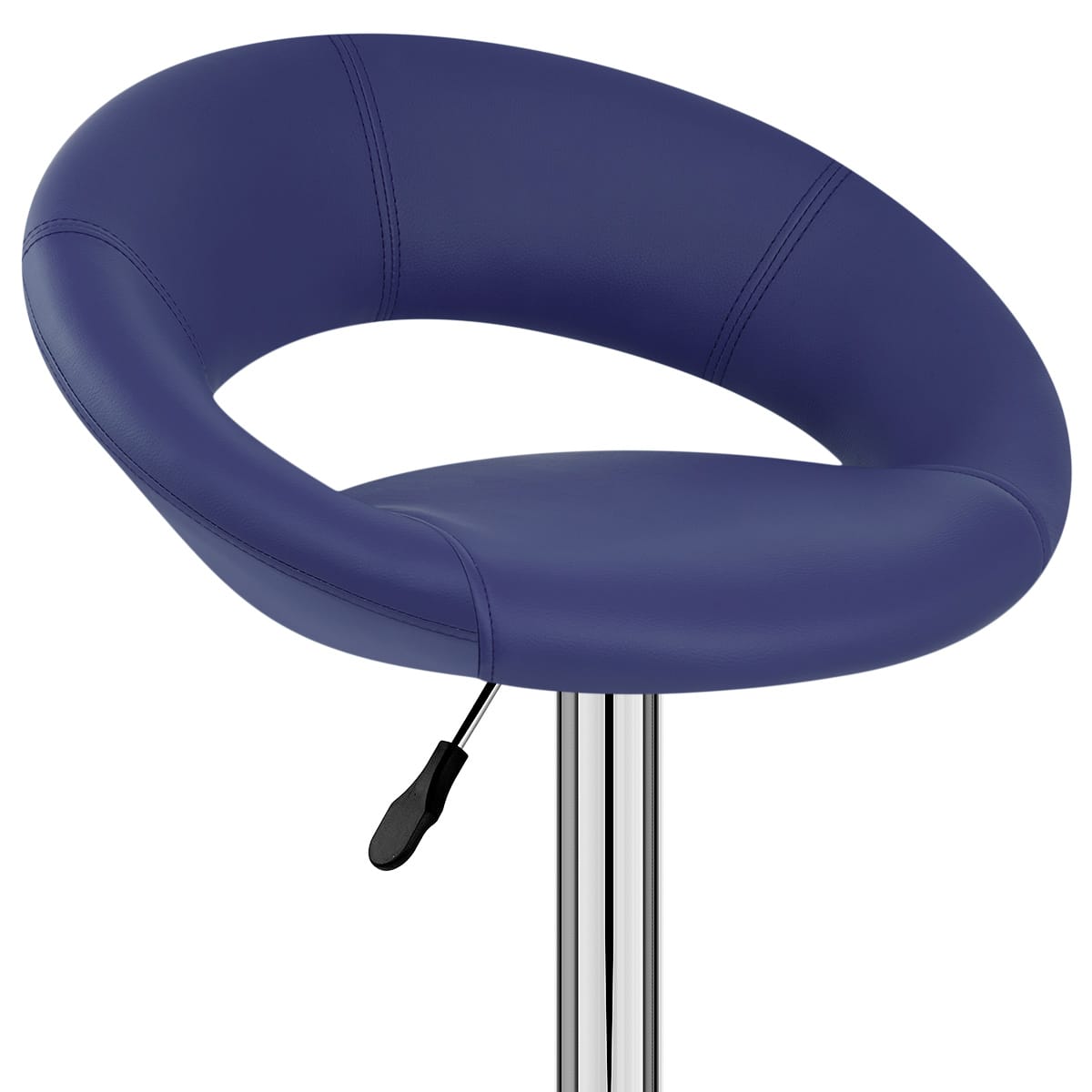 Sgabello Ecopelle Cromato - Crescent Imbottito Blu