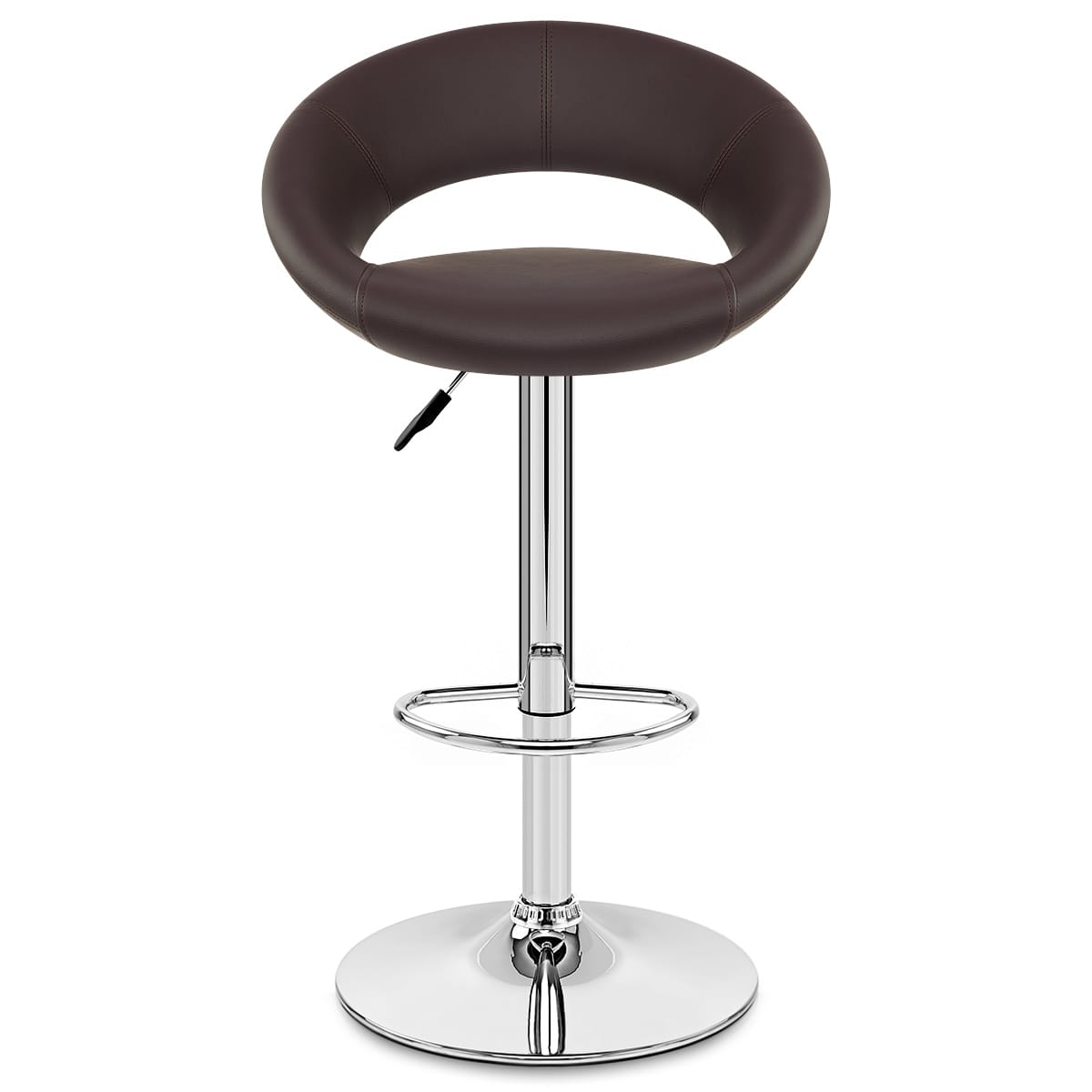 Sgabello Ecopelle Cromato - Crescent Imbottito Marrone