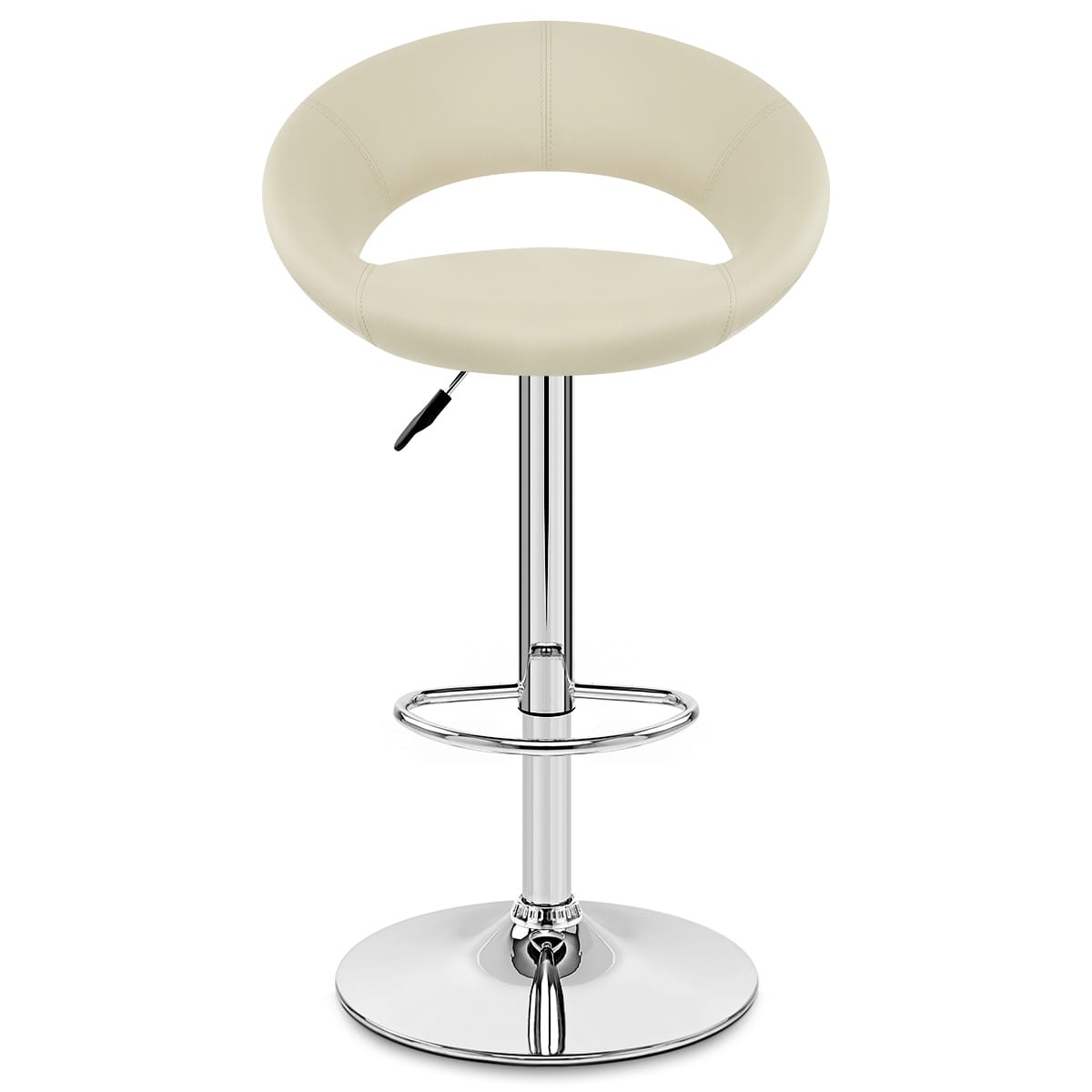 Sgabello Ecopelle Cromato - Crescent Imbottito Crema