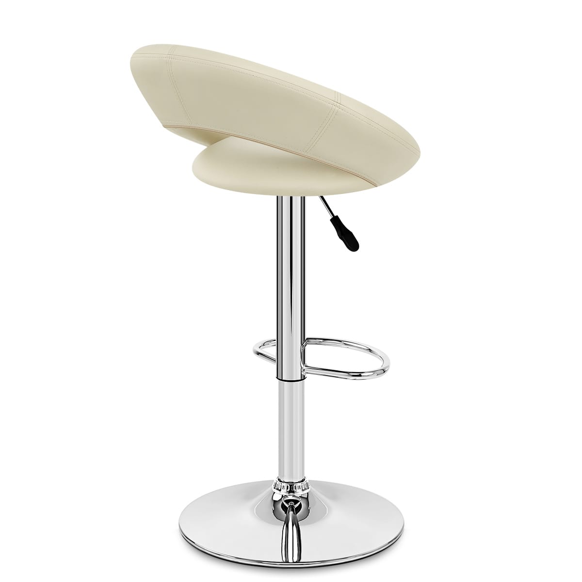 Sgabello Ecopelle Cromato - Crescent Imbottito Crema