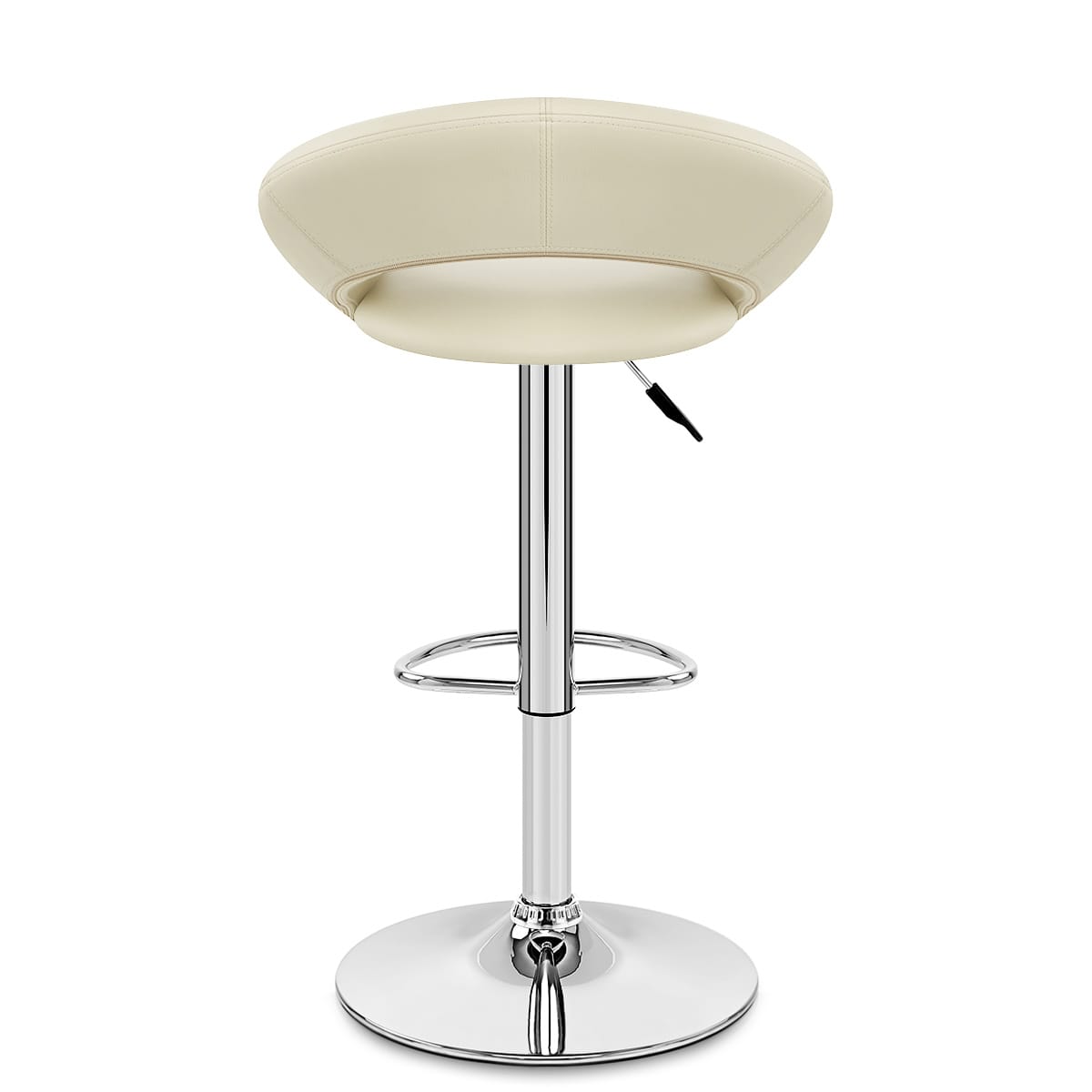 Sgabello Ecopelle Cromato - Crescent Imbottito Crema