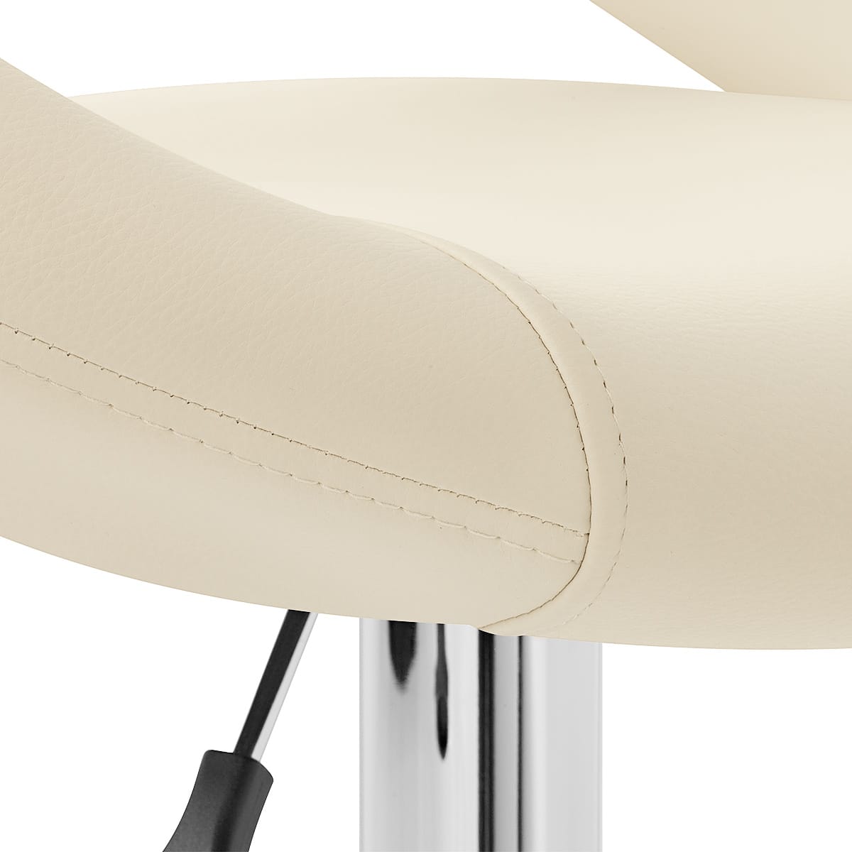 Sgabello Ecopelle Cromato - Crescent Imbottito Crema