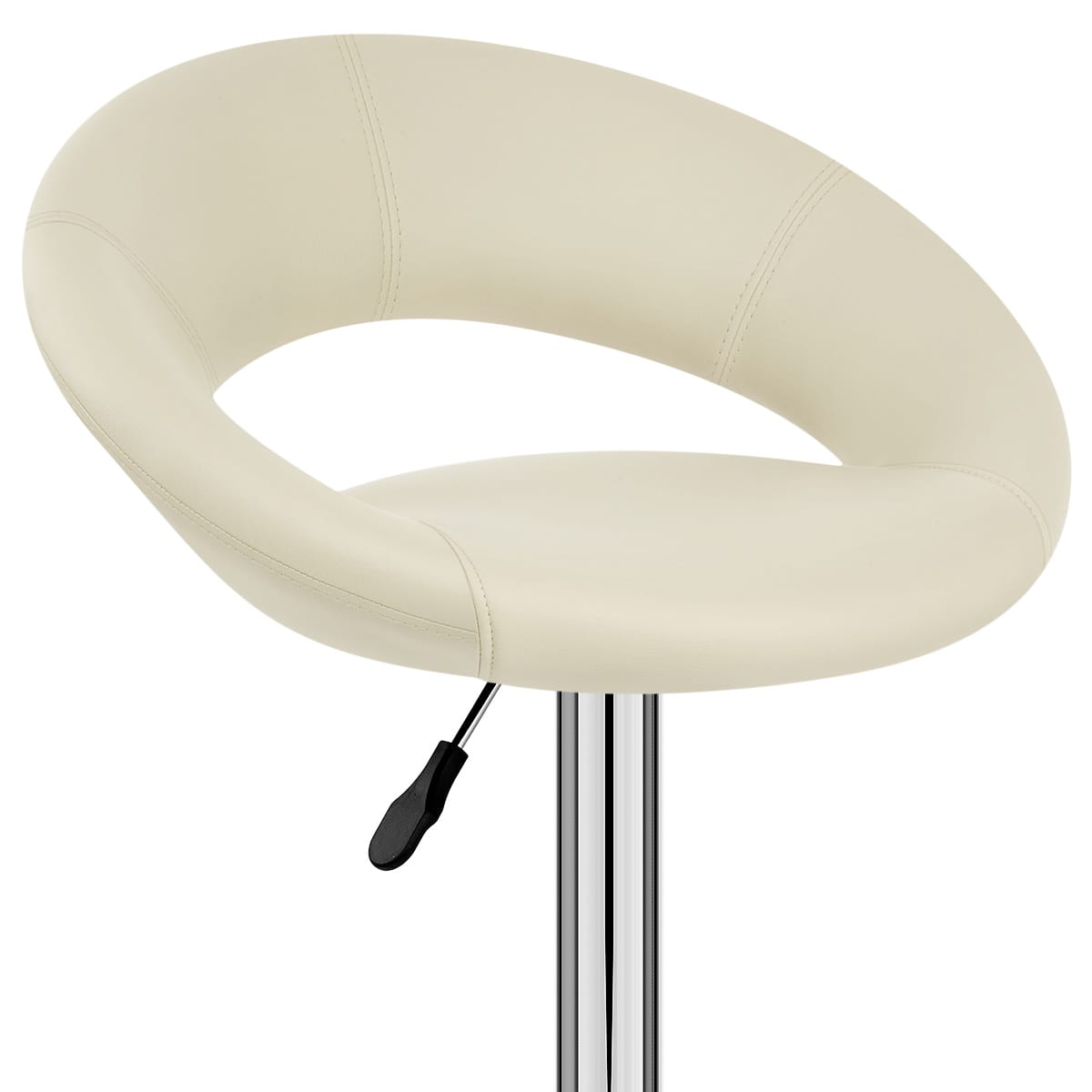 Sgabello Ecopelle Cromato - Crescent Imbottito Crema