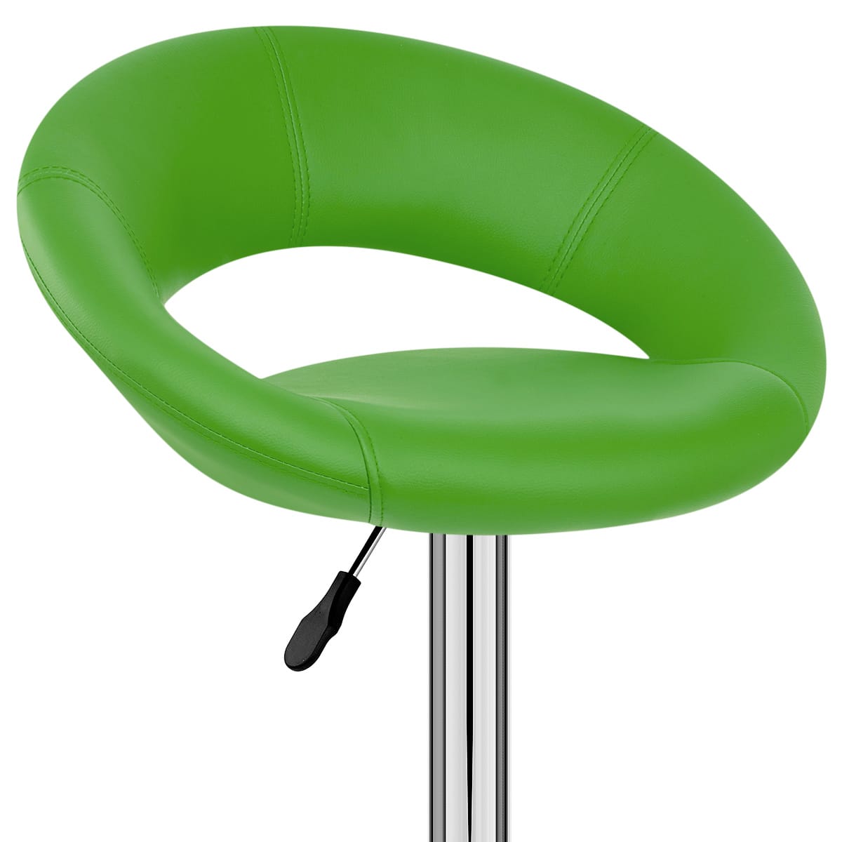 Sgabello Ecopelle Cromato - Crescent Imbottito Verde