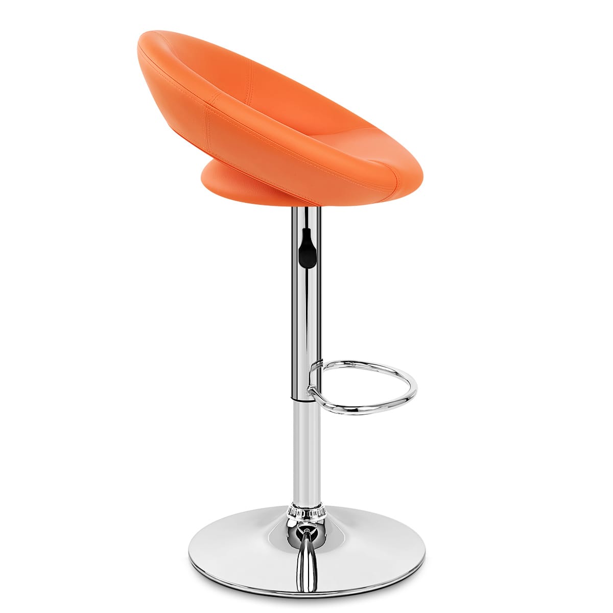 Sgabello Ecopelle Cromato - Crescent Imbottito Arancione