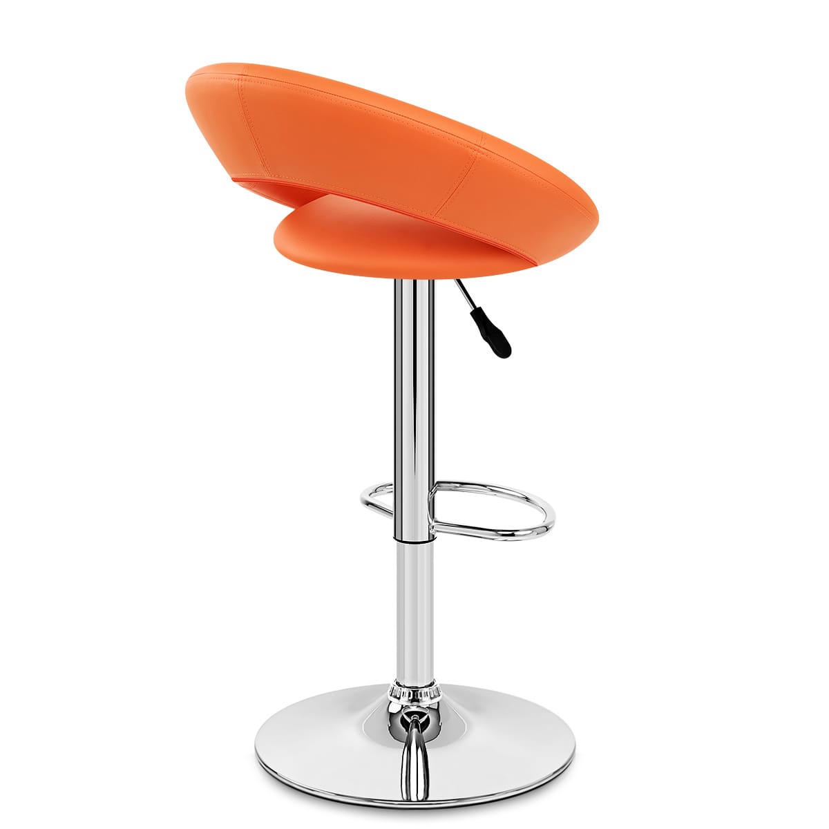Sgabello Ecopelle Cromato - Crescent Imbottito Arancione