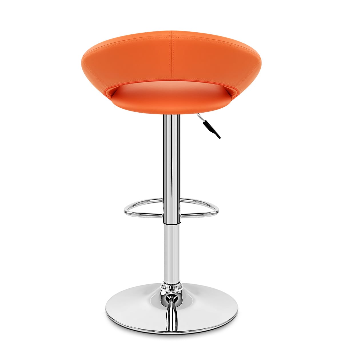 Sgabello Ecopelle Cromato - Crescent Imbottito Arancione