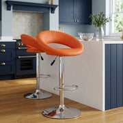 Sgabello Ecopelle Cromato - Crescent Imbottito Arancione