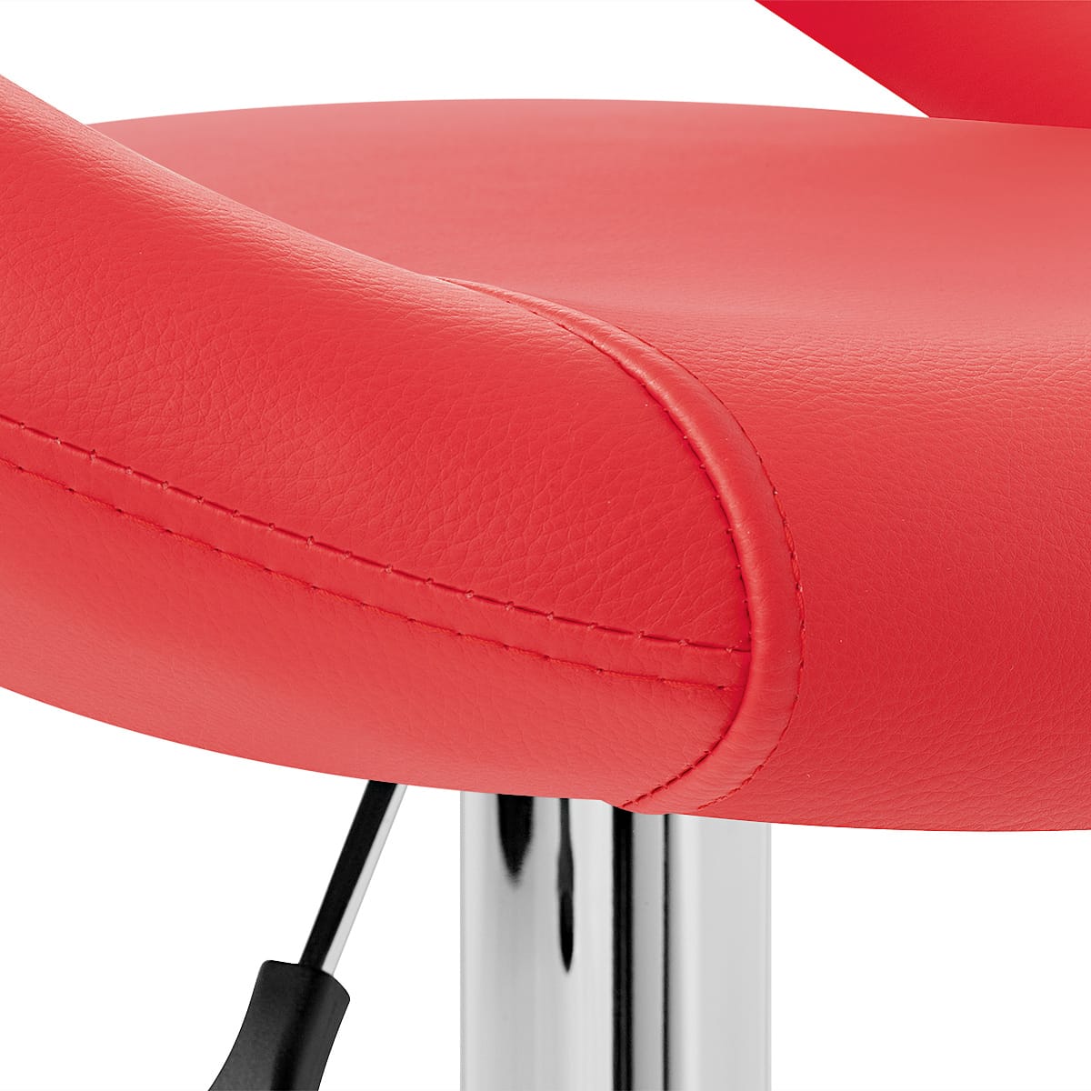 Sgabello Ecopelle Cromato - Crescent Imbottito Rosso