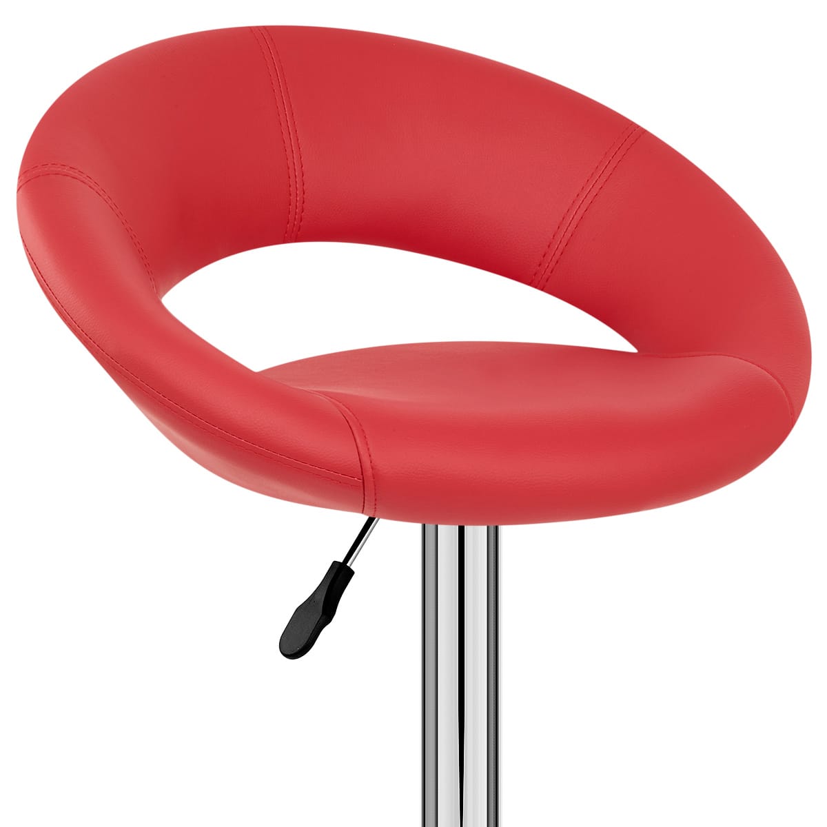 Sgabello Ecopelle Cromato - Crescent Imbottito Rosso