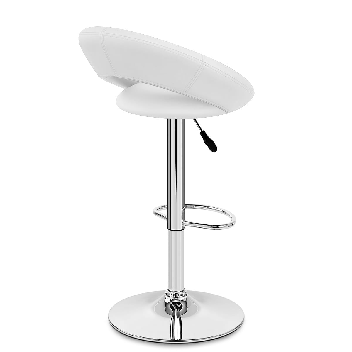 Sgabello Ecopelle Cromato - Crescent Imbottito Bianco