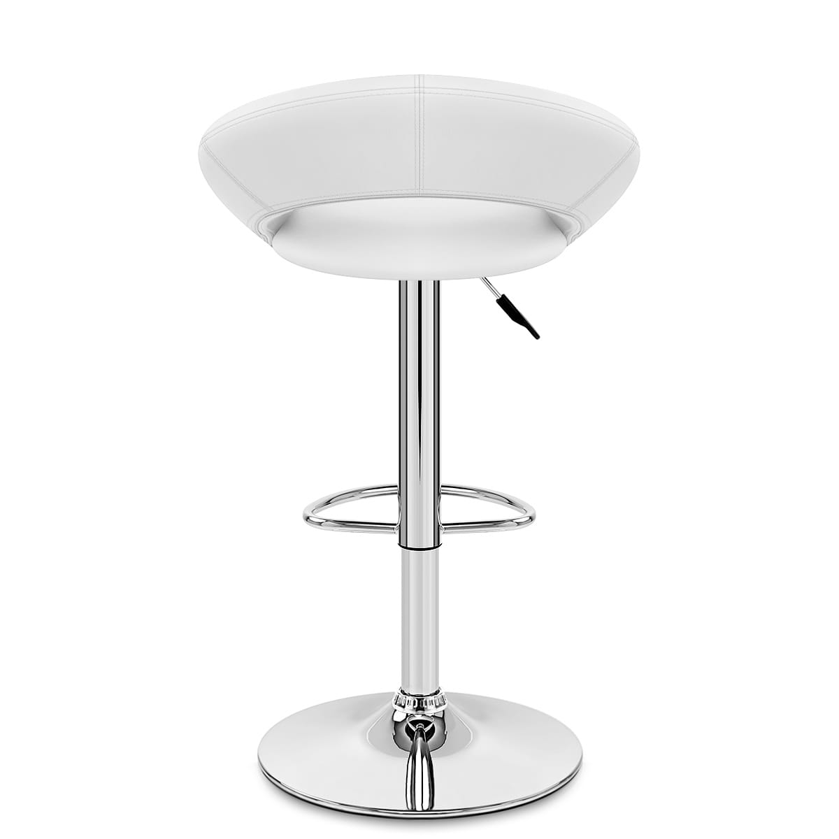 Sgabello Ecopelle Cromato - Crescent Imbottito Bianco