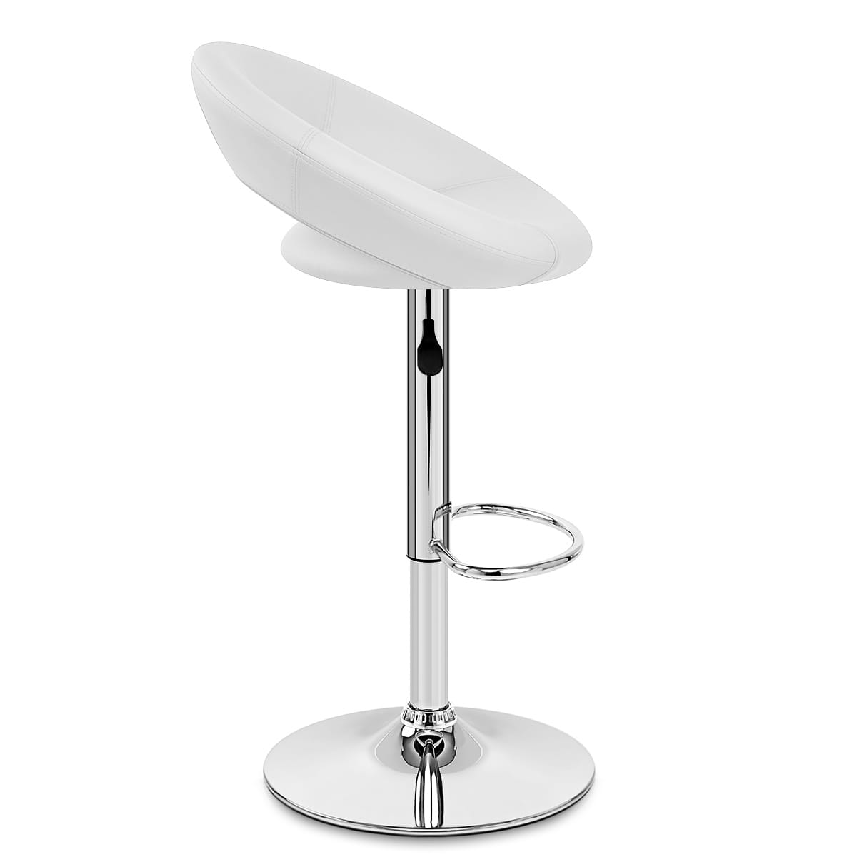 Sgabello Ecopelle Cromato - Crescent Imbottito Bianco