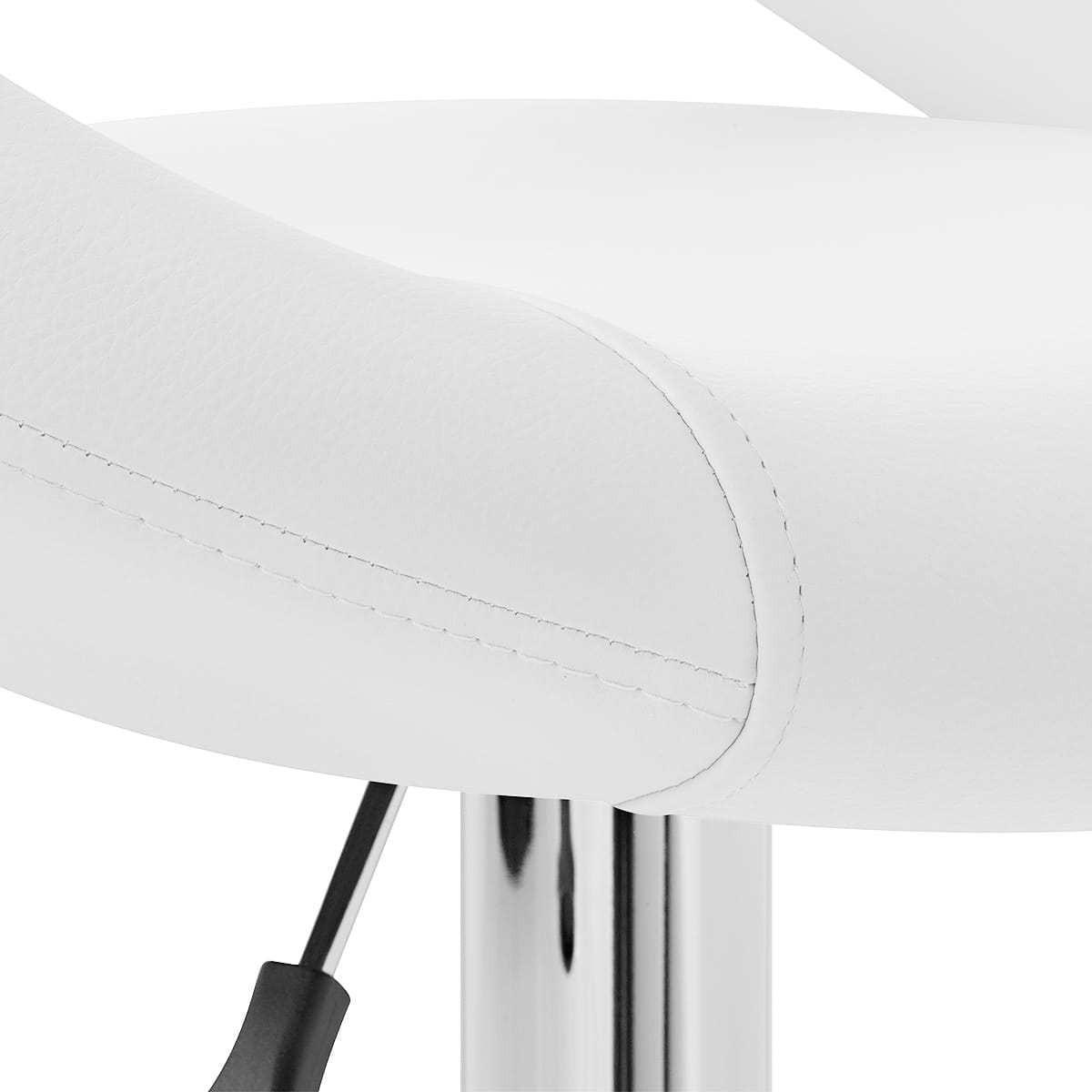 Sgabello Ecopelle Cromato - Crescent Imbottito Bianco