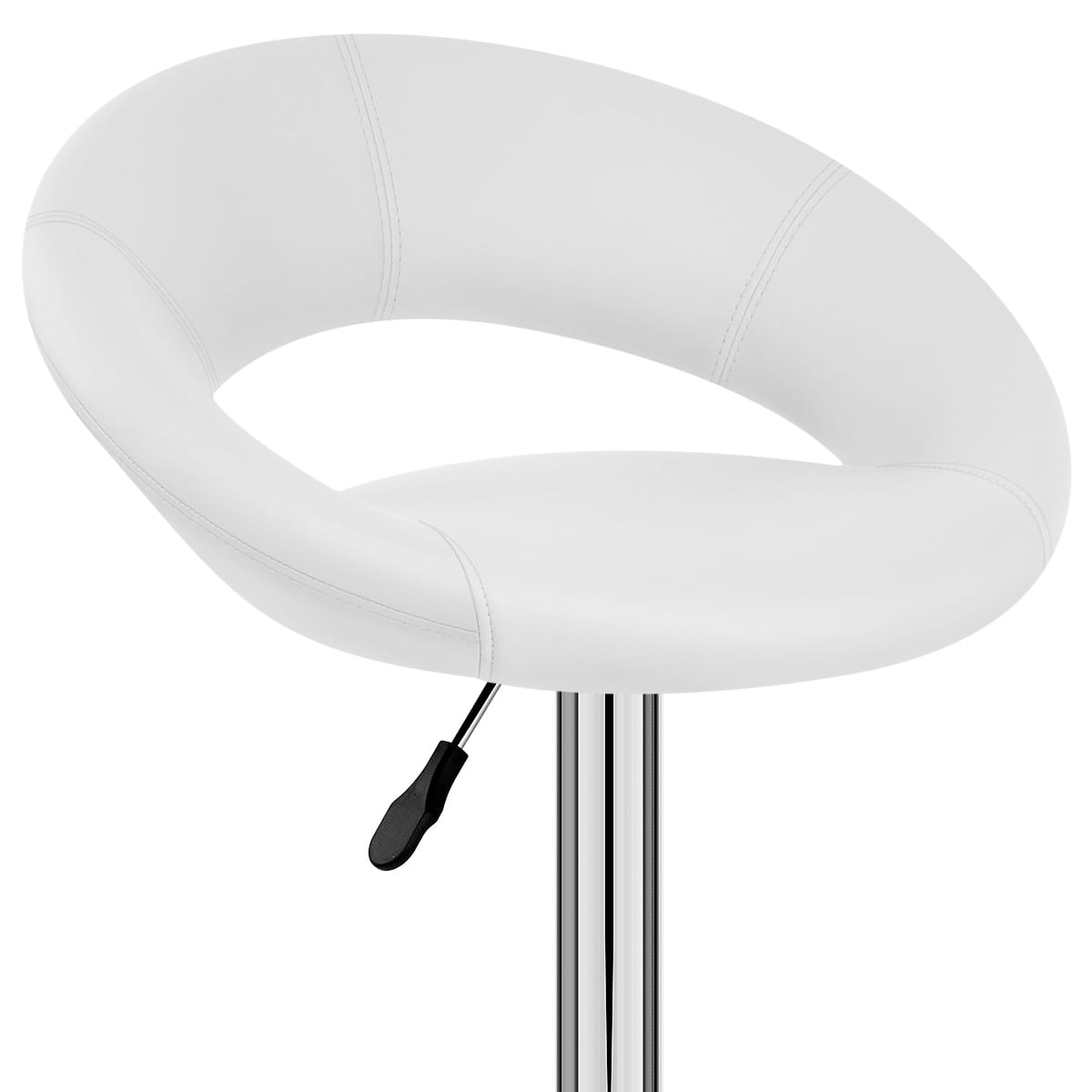 Sgabello Ecopelle Cromato - Crescent Imbottito Bianco
