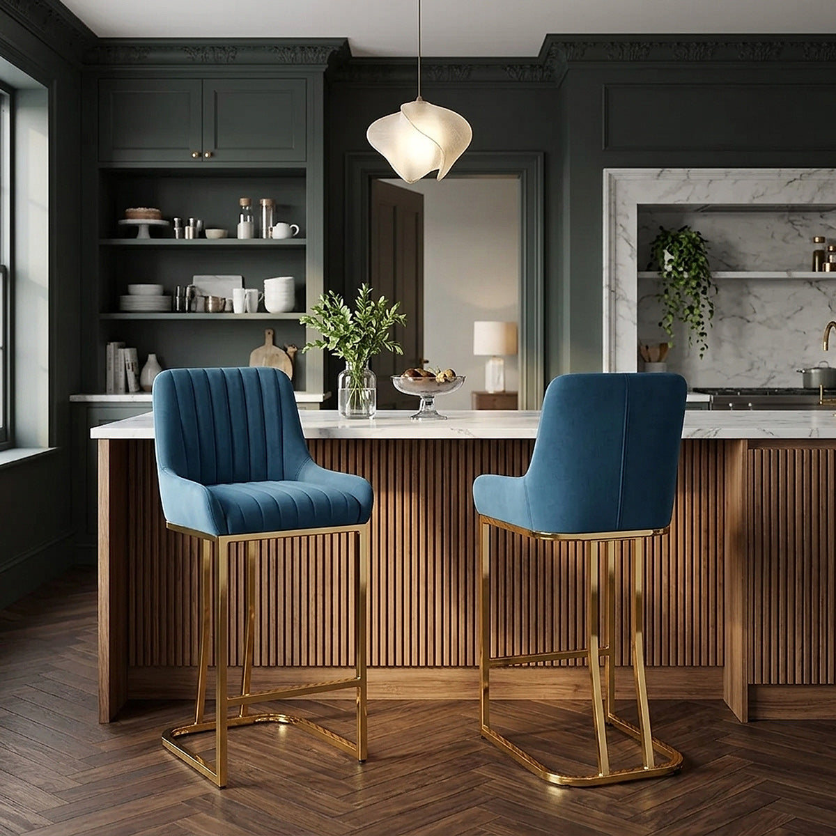 Sgabello Velluto - Paget Blu