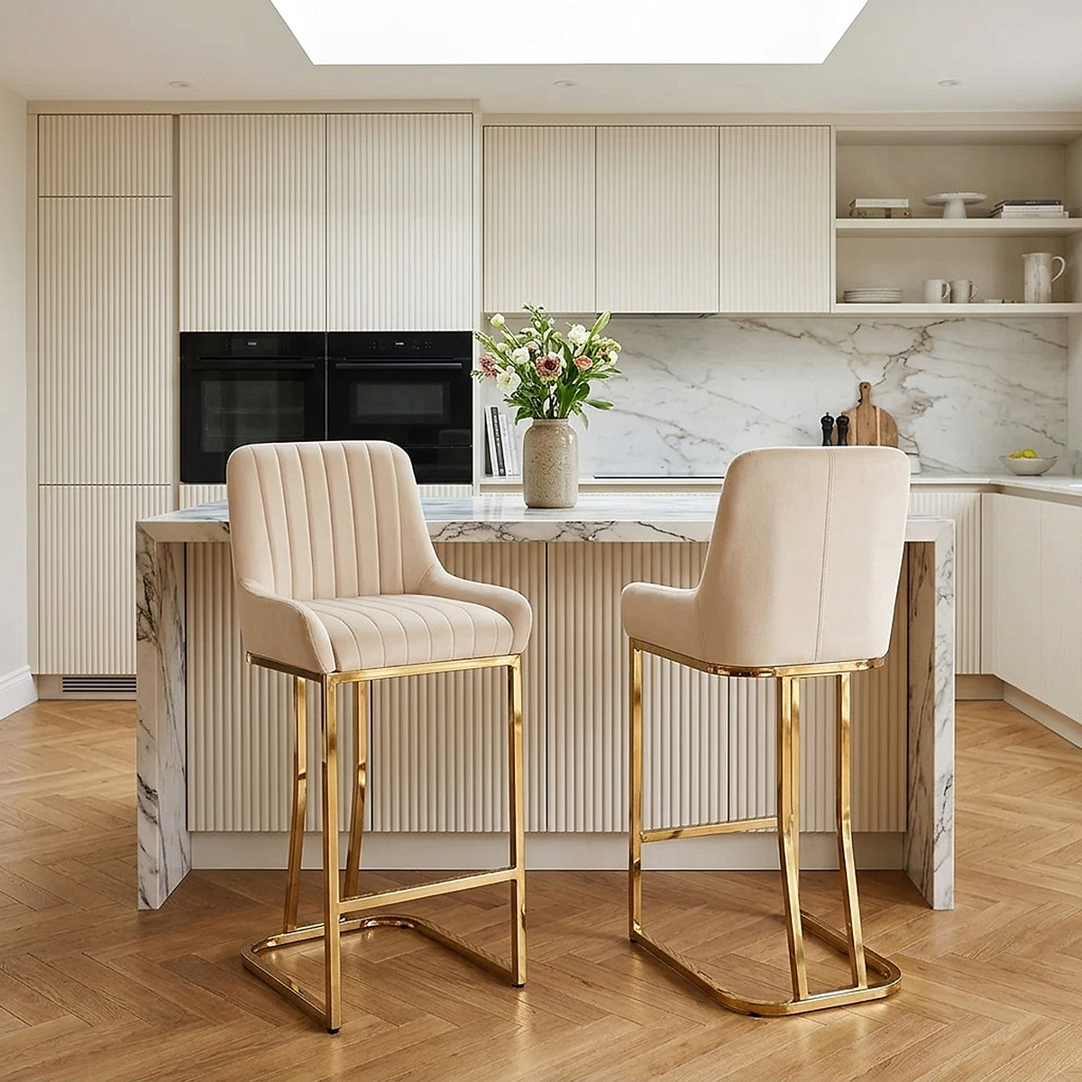 Sgabello Velluto - Paget Crema