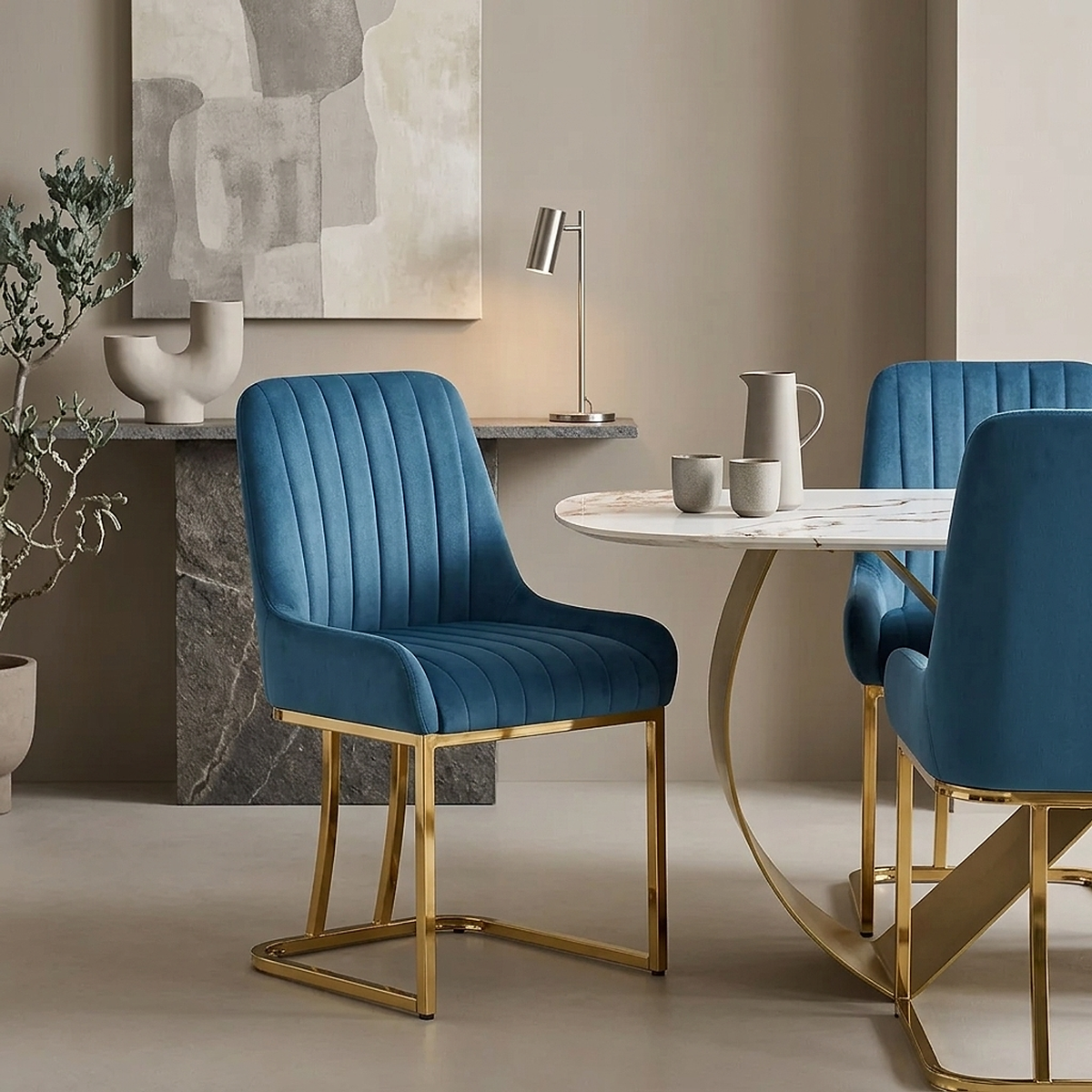 Sedia da pranzo Velluto - Paget Blu