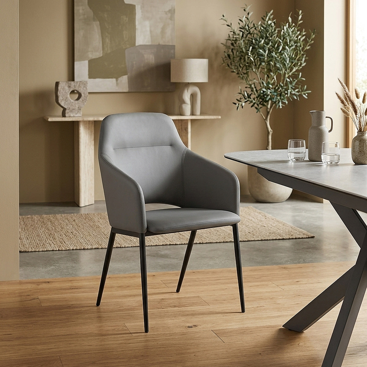 Sedia da pranzo Ecopelle - Palma Grigio scuro