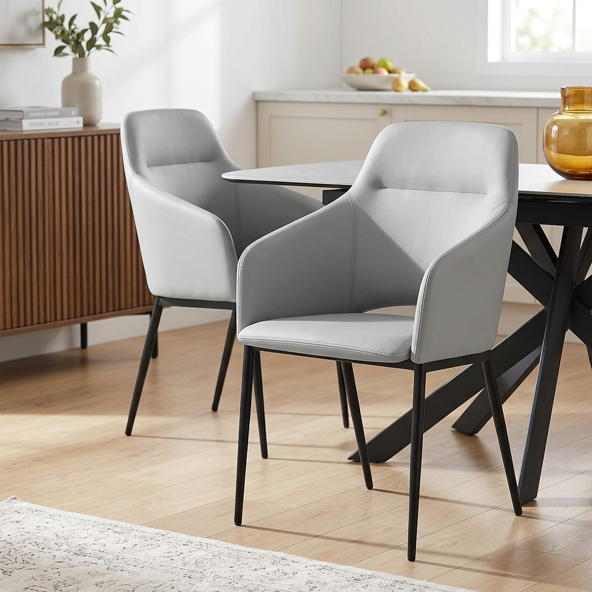 Sedia da pranzo Ecopelle - Palma Grigio