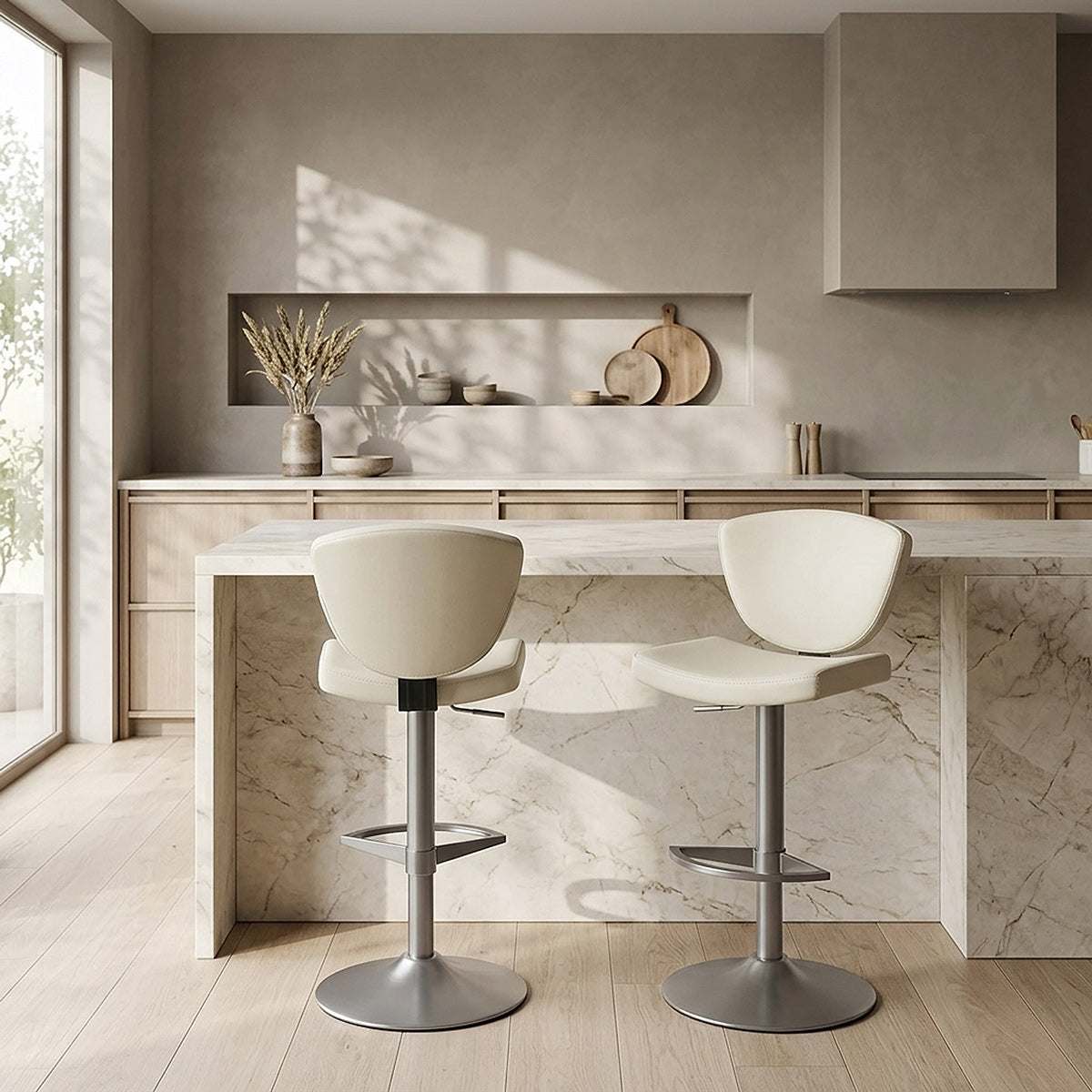 Sgabello Vera Pelle Graffite - Pearl Crema