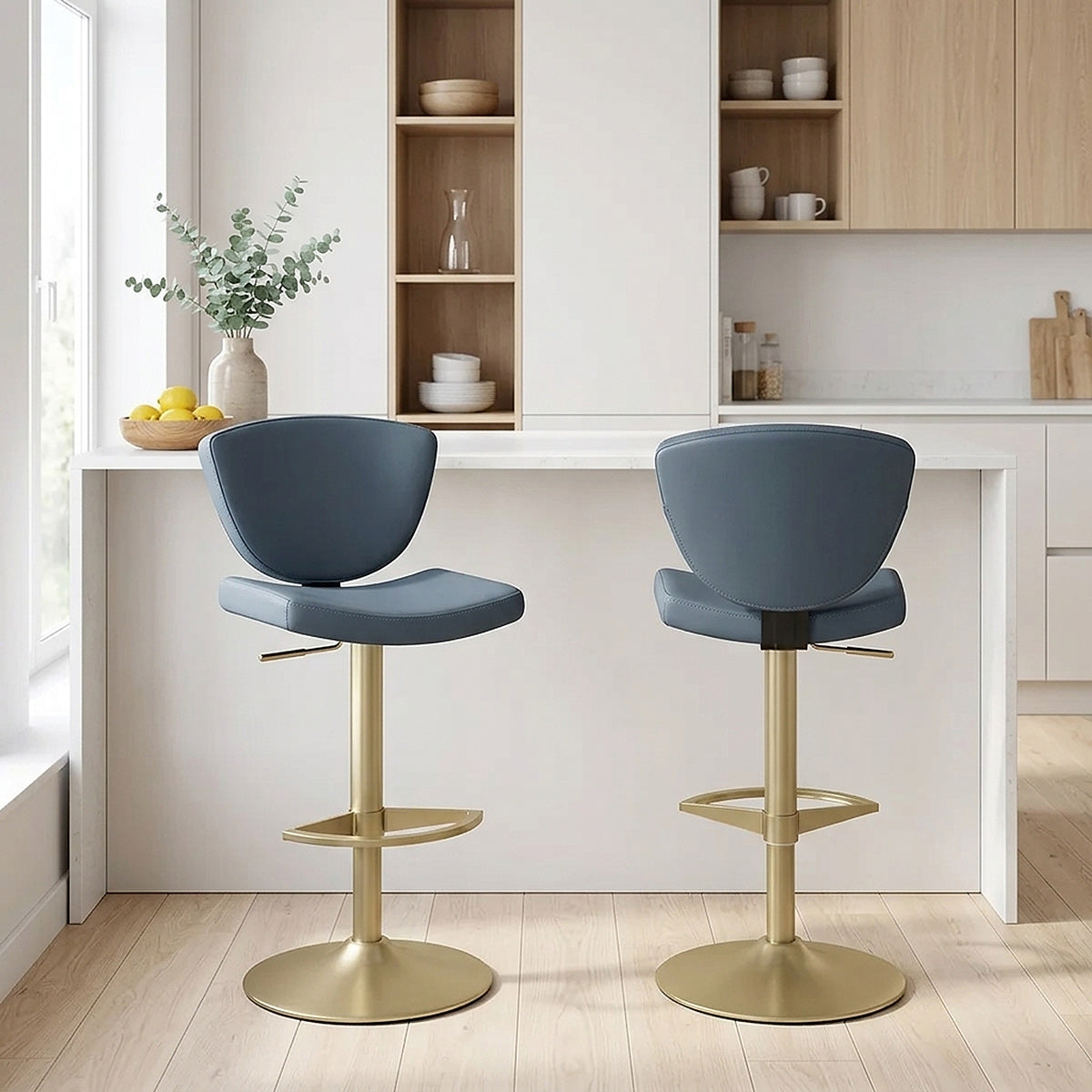 Sgabello da bar Vera Pelle Oro - Pearl Blu