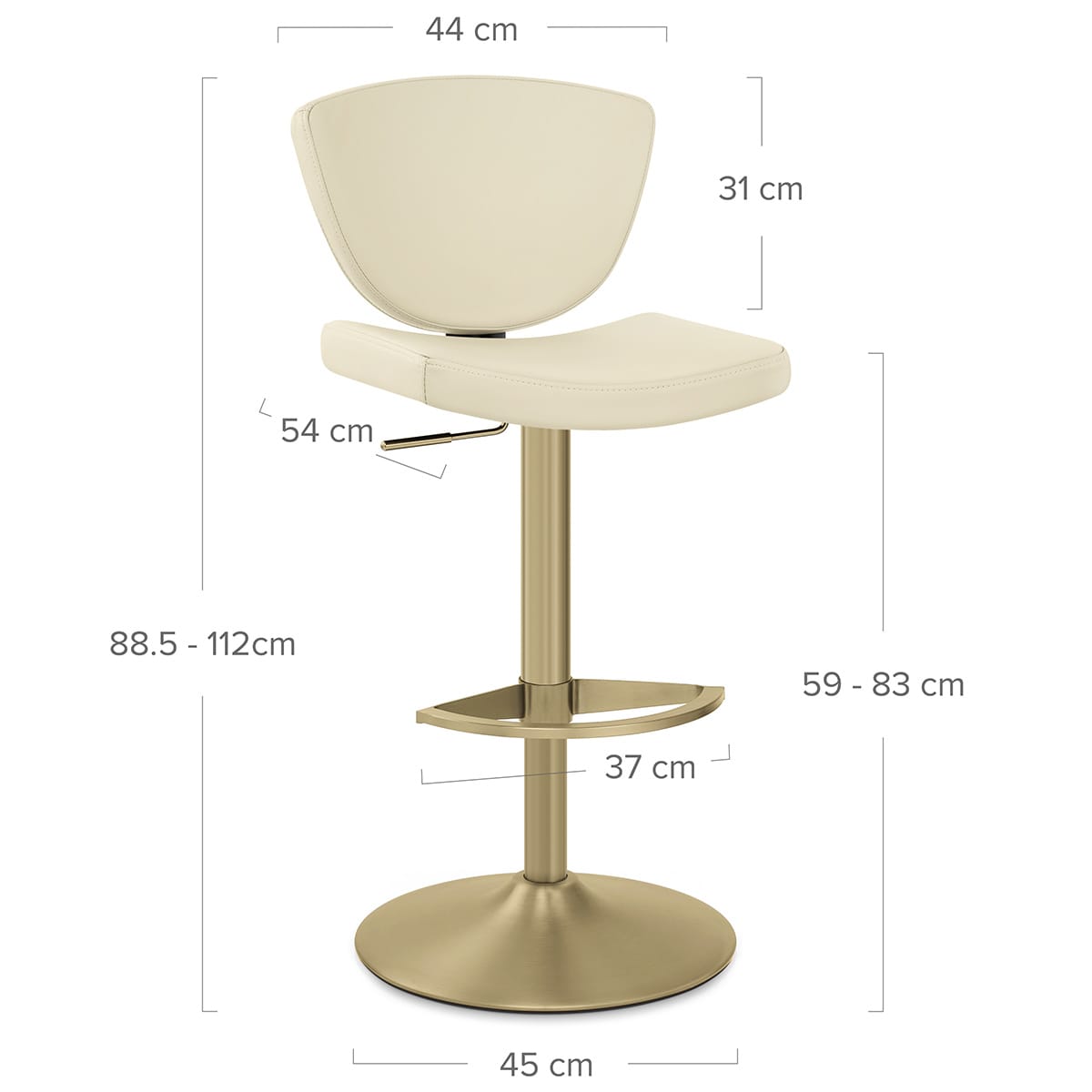 Sgabello da bar Vera Pelle Oro - Pearl Crema