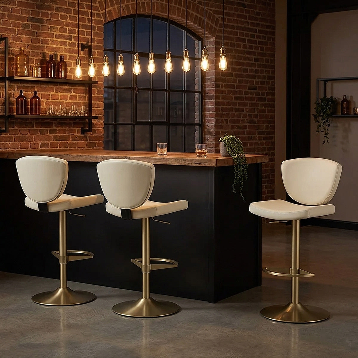 Sgabello da bar Vera Pelle Oro - Pearl Crema