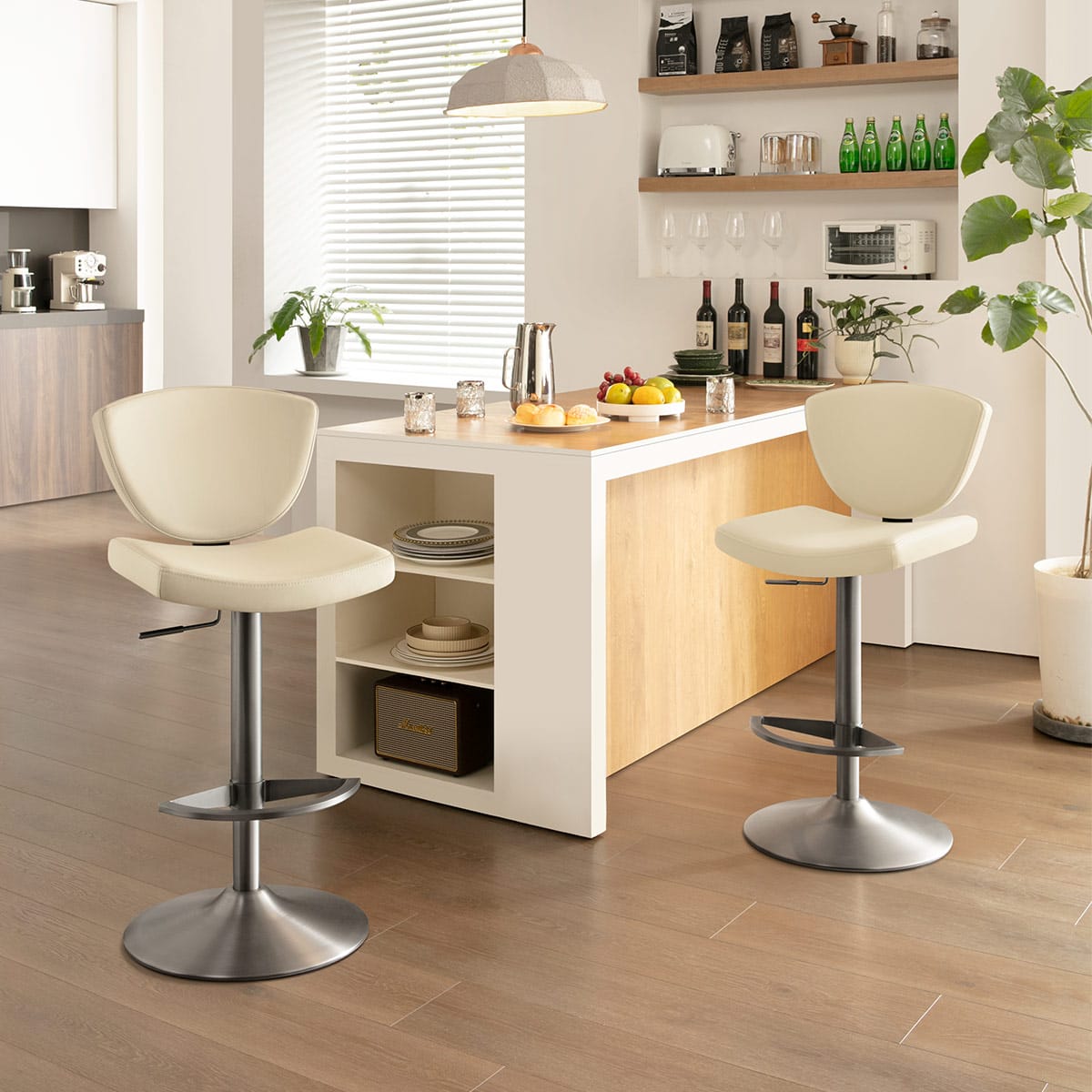 Sgabello Vera Pelle - Pearl Crema