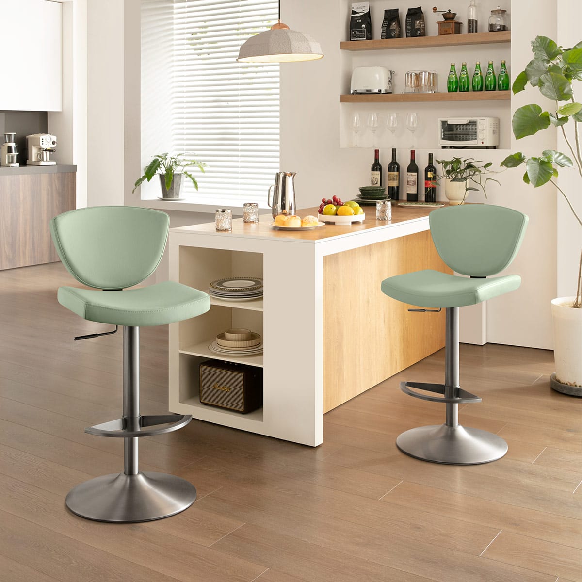 Sgabello Vera Pelle - Pearl Verde