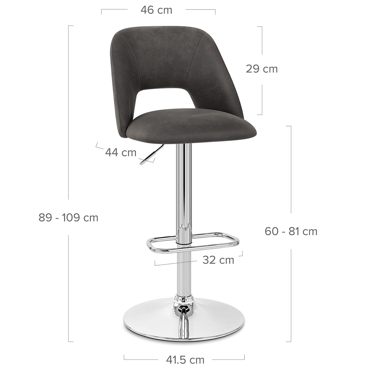 Sgabello Ecopelle - Phoenix Grigio scuro