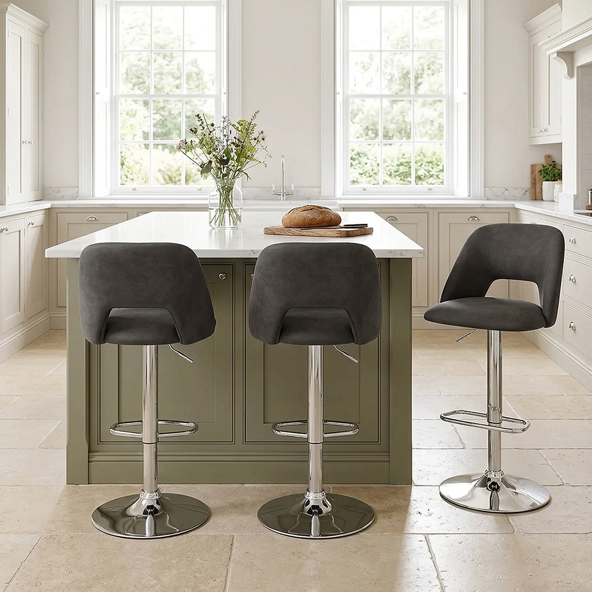 Sgabello Ecopelle - Phoenix Grigio scuro