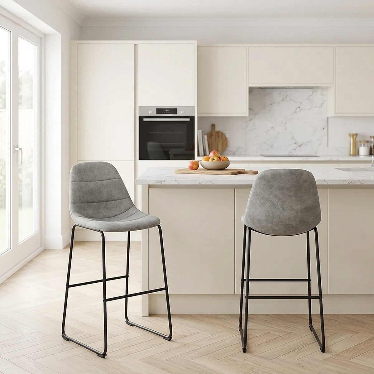 Sgabello Tessuto Anticato - Platina Grigio