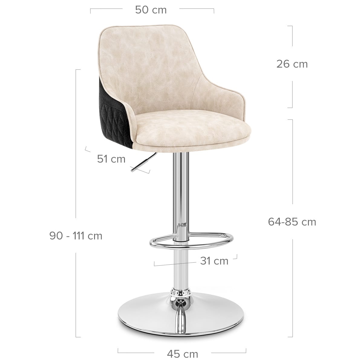Sgabello Ecopelle Tessuto - Plaza Crema
