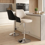 Sgabello Ecopelle Tessuto - Plaza Crema
