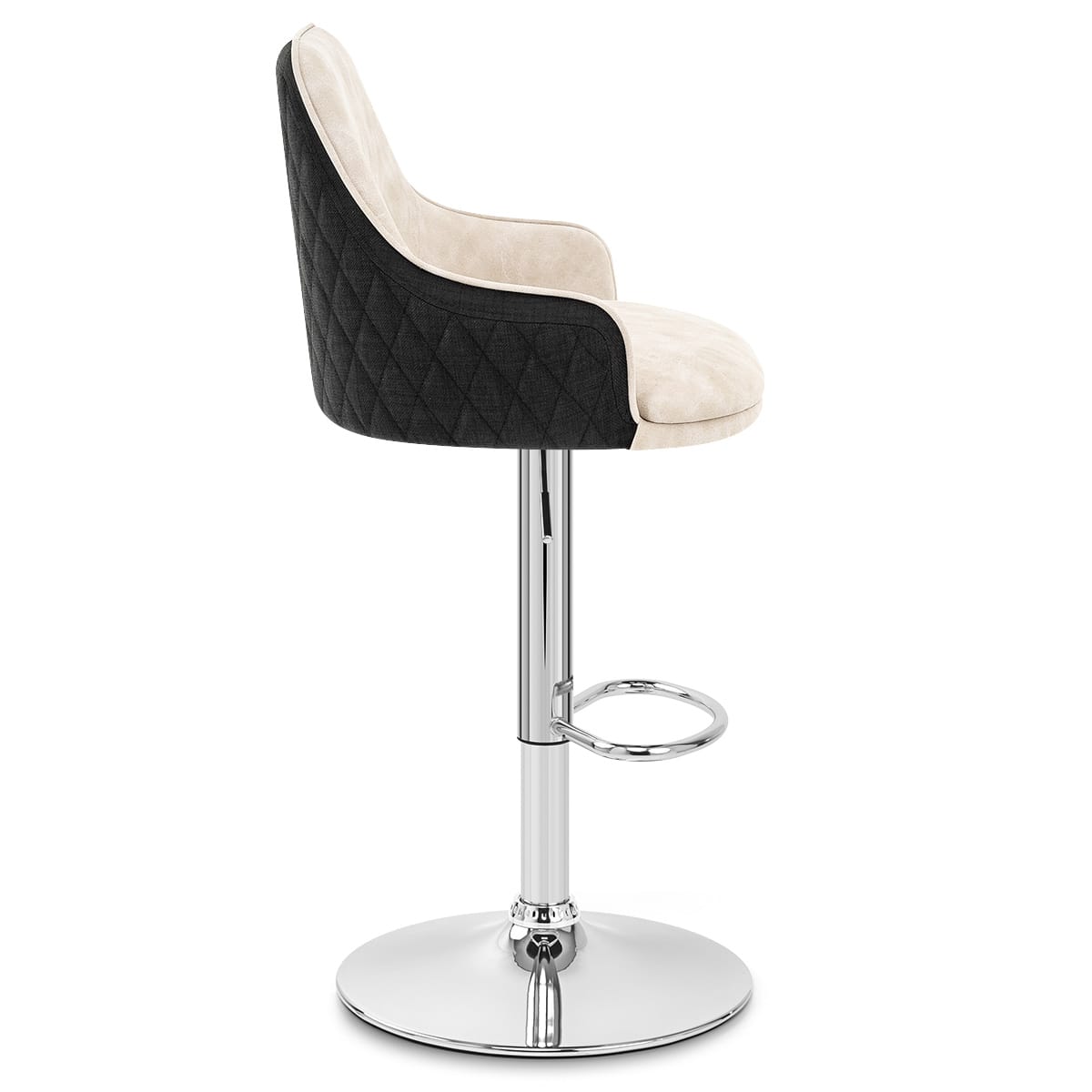 Sgabello Ecopelle Tessuto - Plaza Crema