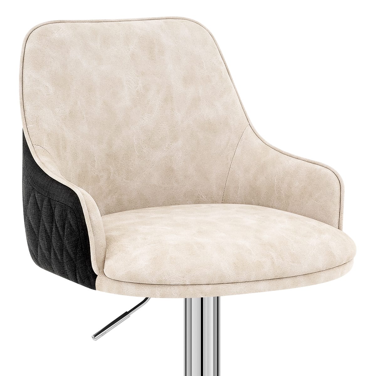 Sgabello Ecopelle Tessuto - Plaza Crema