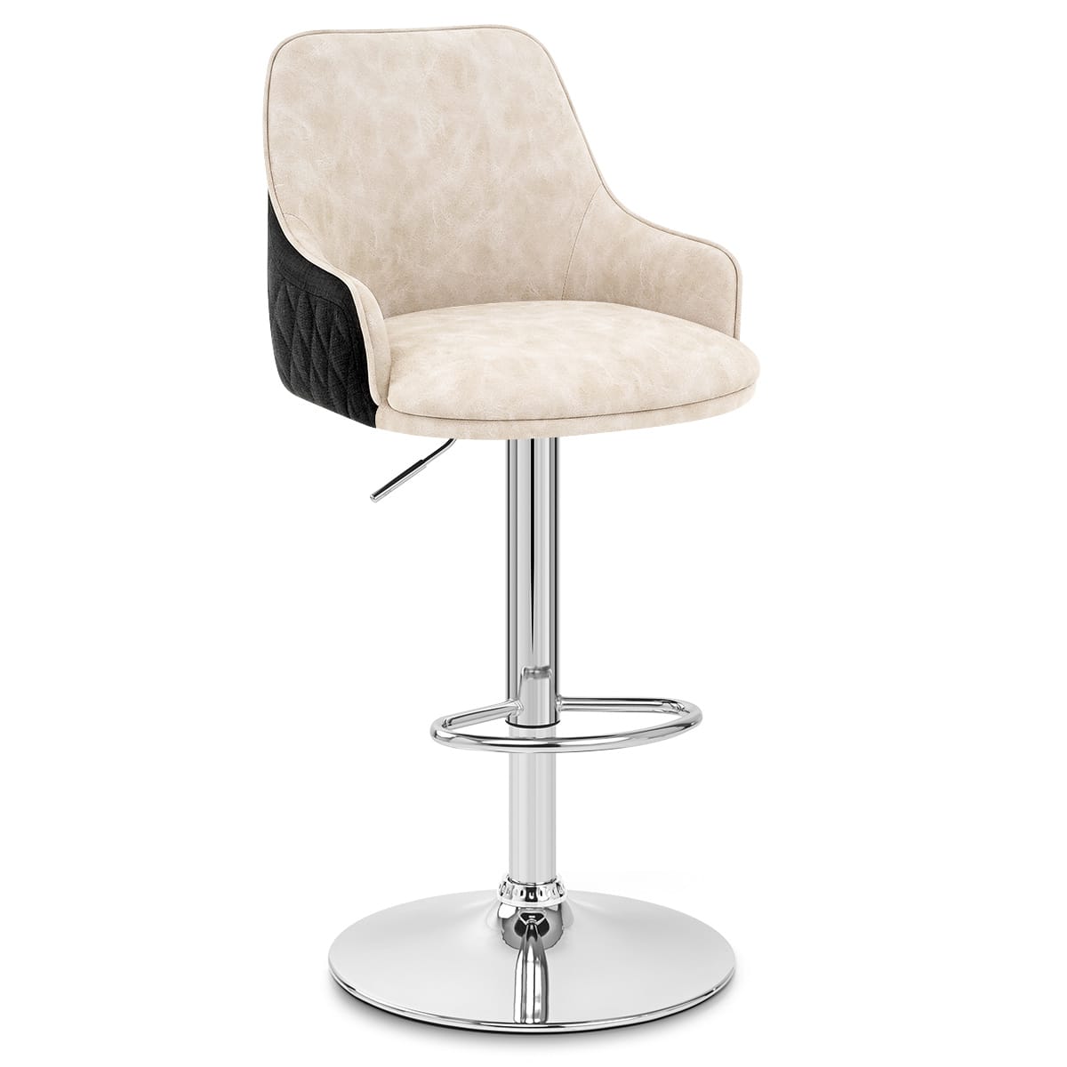 Sgabello Ecopelle Tessuto - Plaza Crema